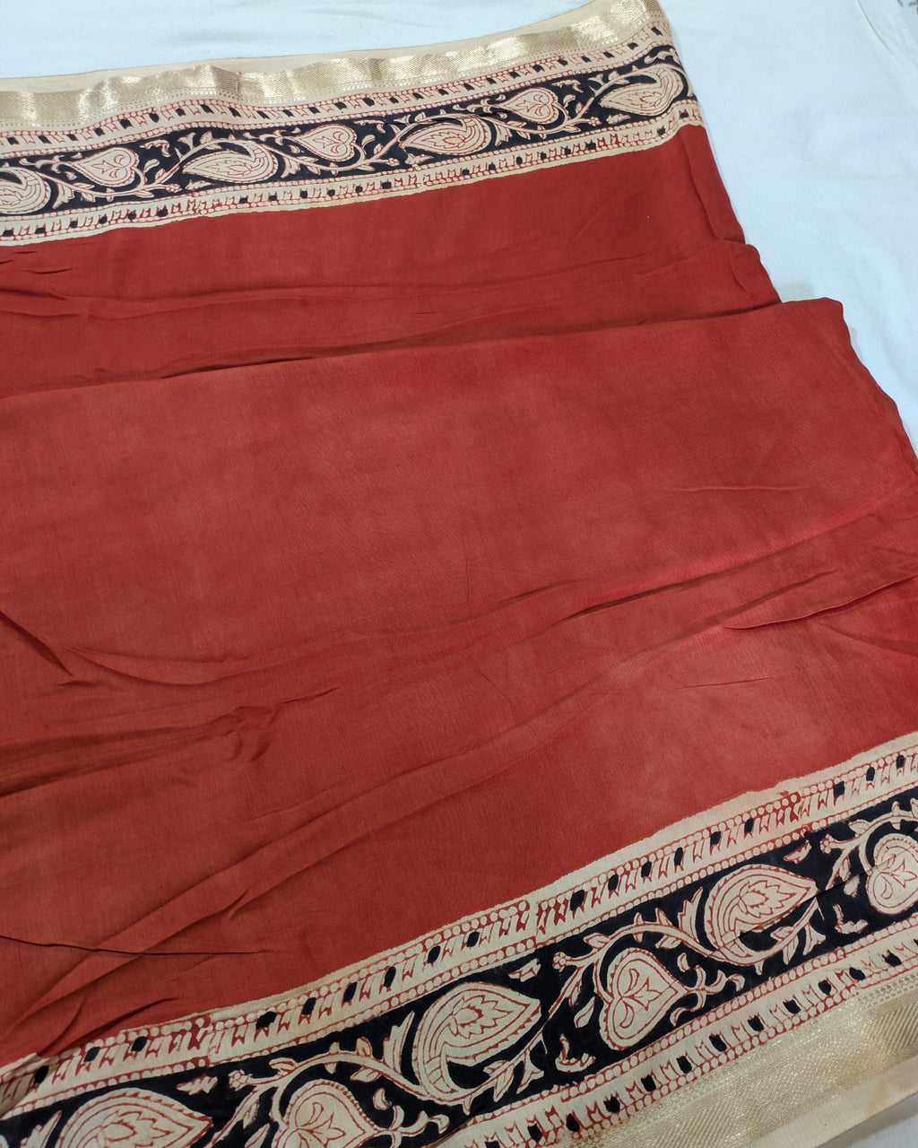 Multani Silk Sari Rust  2 (Liva Tag)