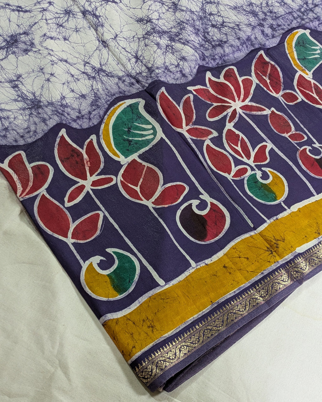 Maheswari Batik Sari Lotus Design