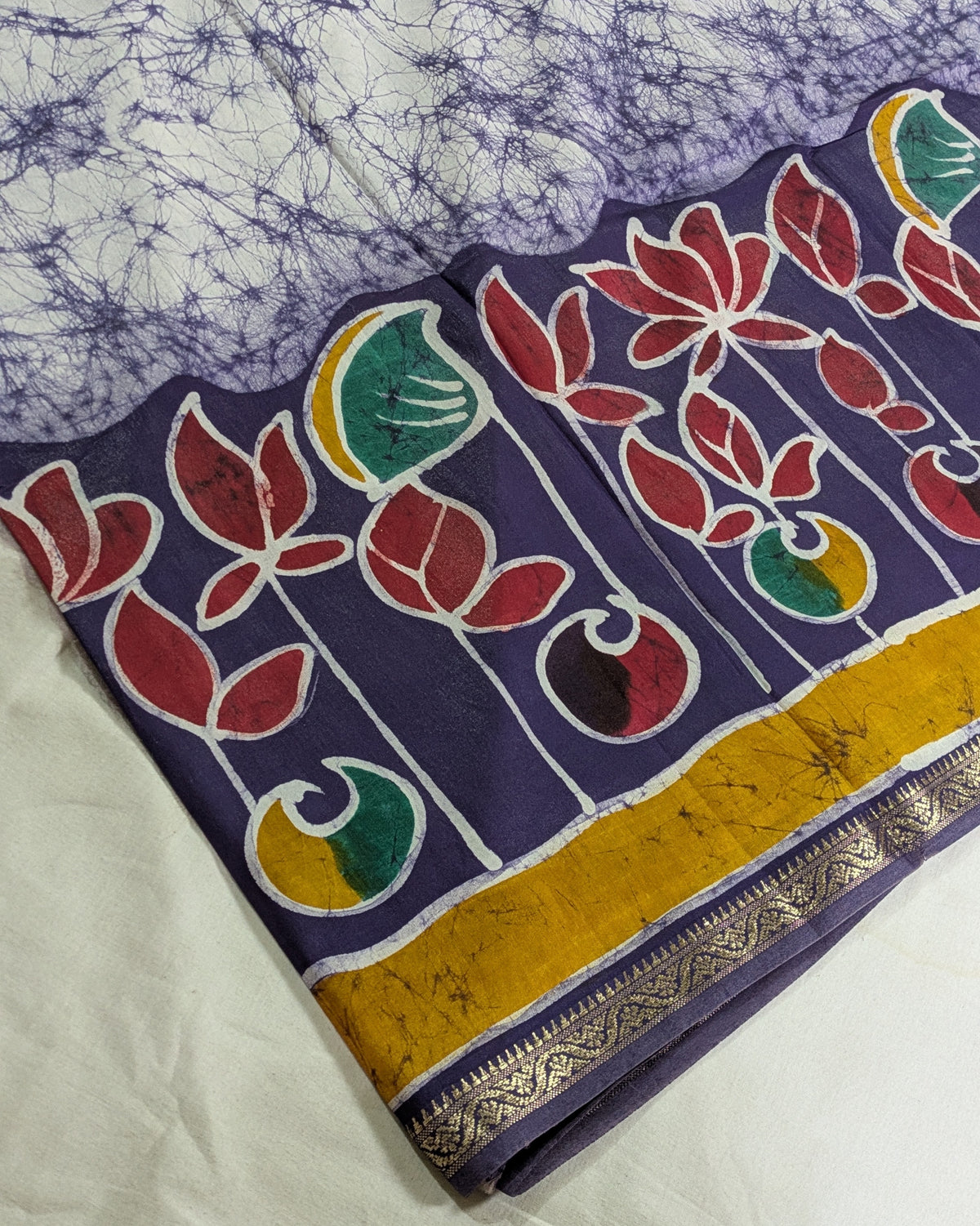 Maheswari Batik Sari Lotus Design