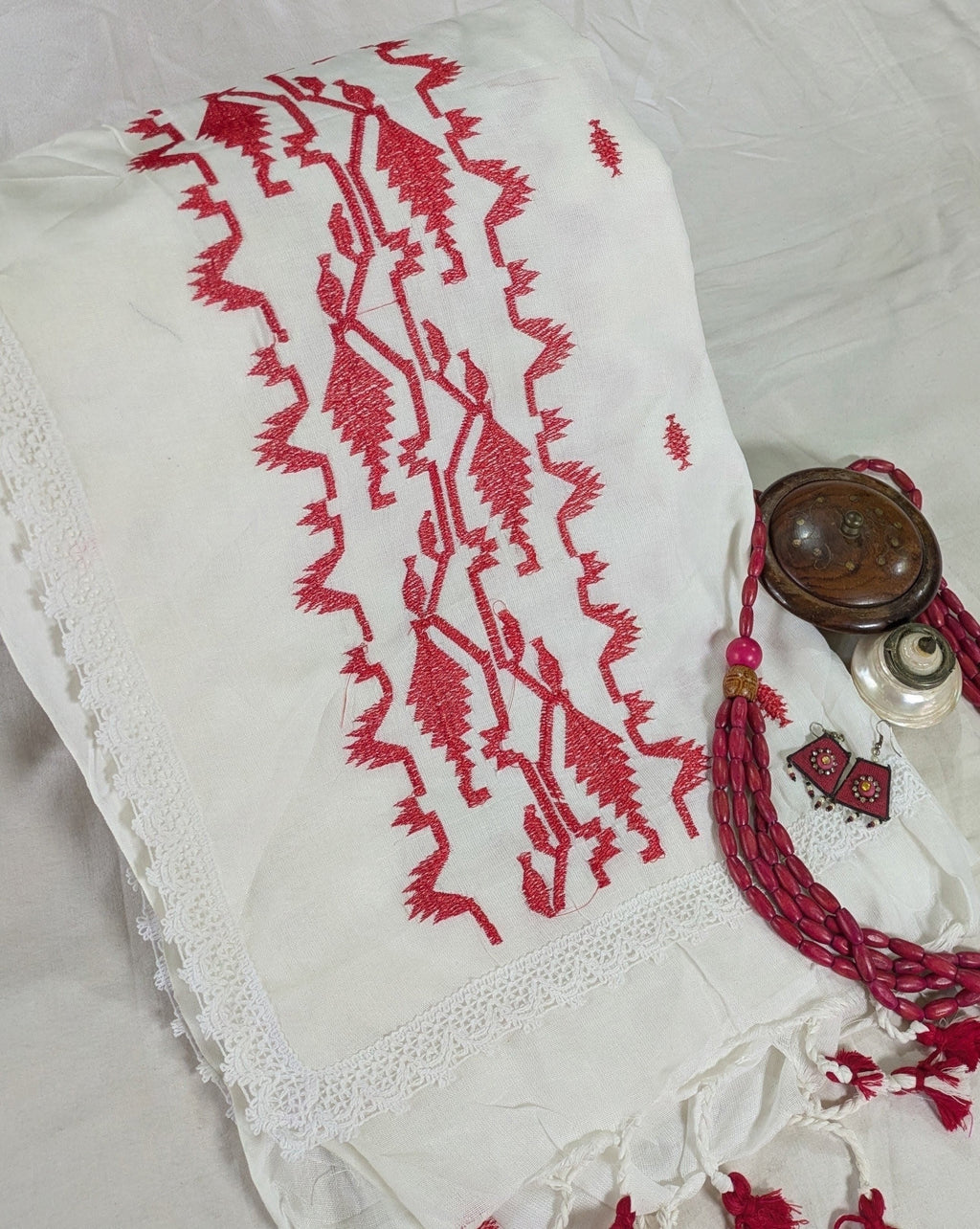 Cotton Jamdani Sari White