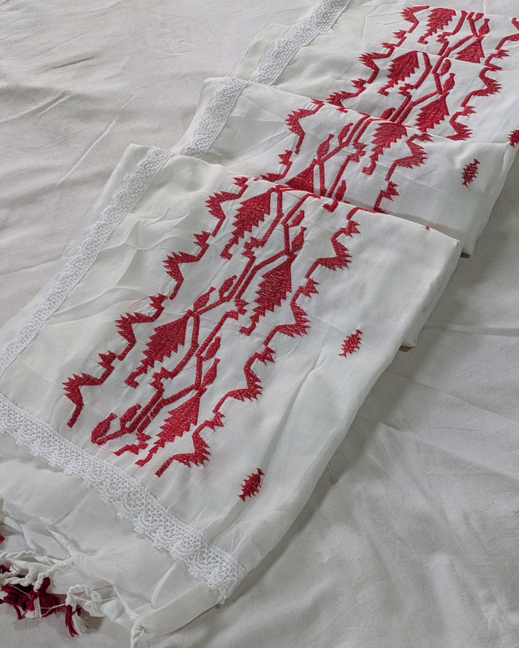 Cotton Jamdani Sari White