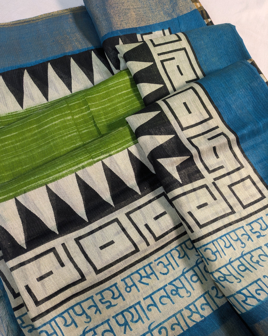 Bhagalpuri Sari with Temple Green