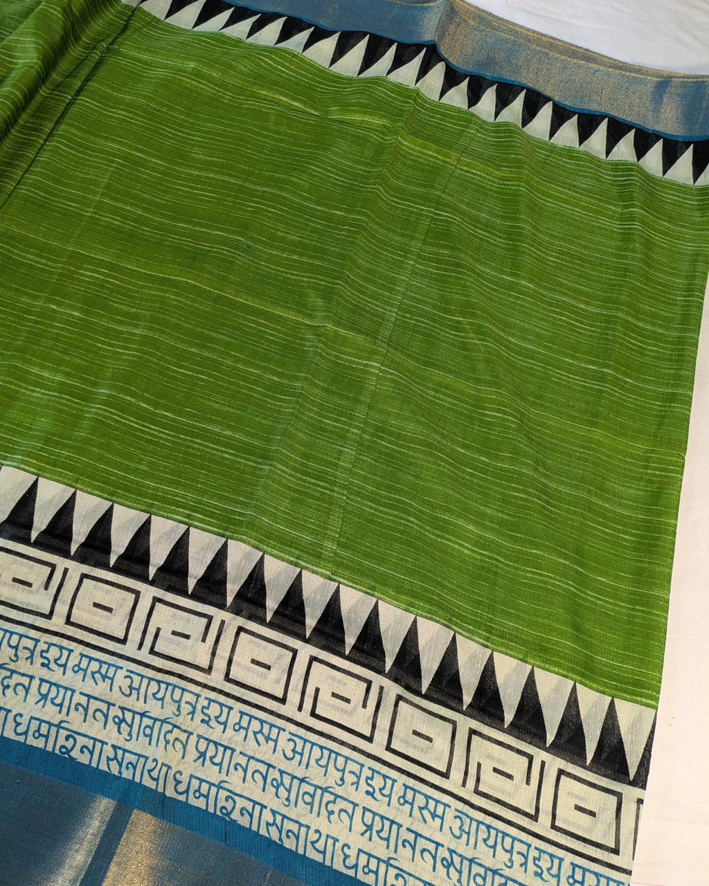Bhagalpuri Sari with Temple Green