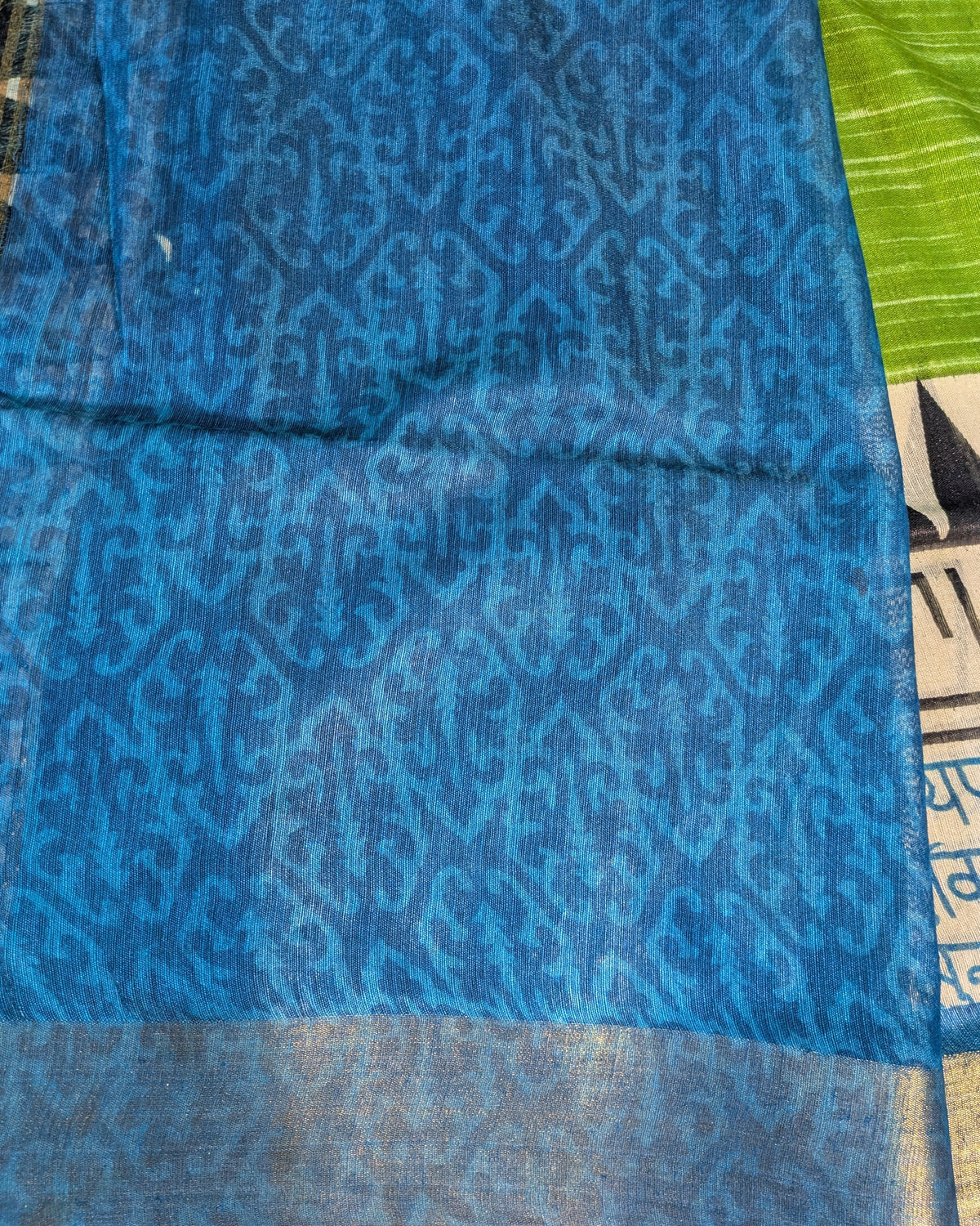 Bhagalpuri Sari with Temple Green