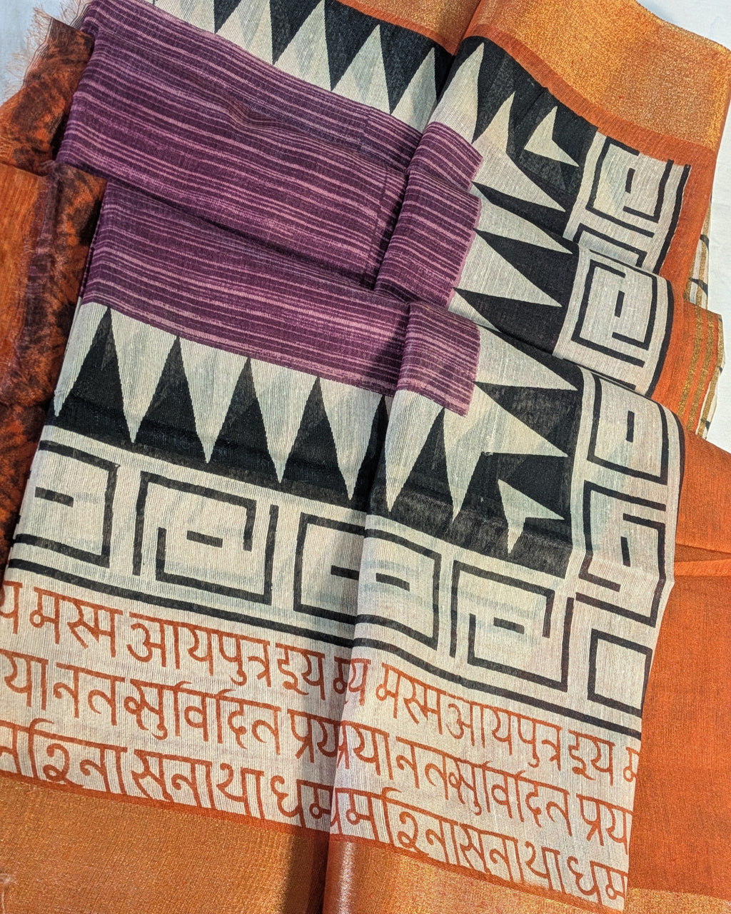 Bhagalpuri Sari with Temple Purple