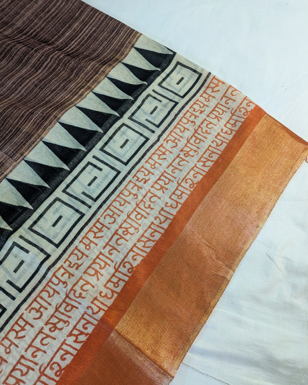 Bhagalpuri Sari with Temple Border Coffee-Brown