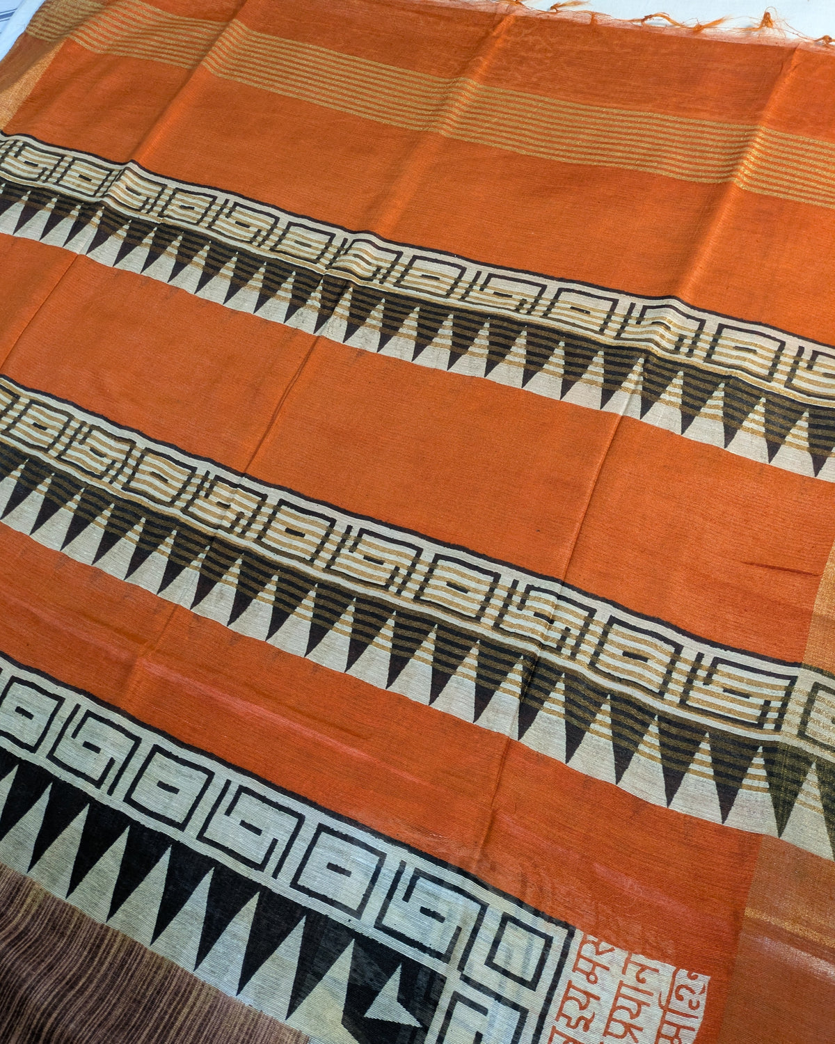 Bhagalpuri Sari with Temple Border Coffee-Brown