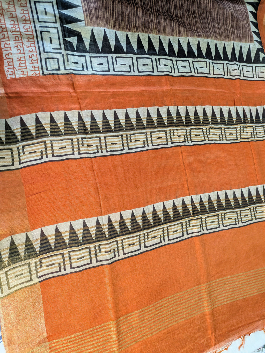 Bhagalpuri Sari with Temple Border Coffee-Brown