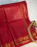 Bhagalpuri Sari with Golden Inch Border Red