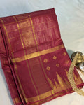 Bhagalpuri Sari with Golden Temple Border Wine