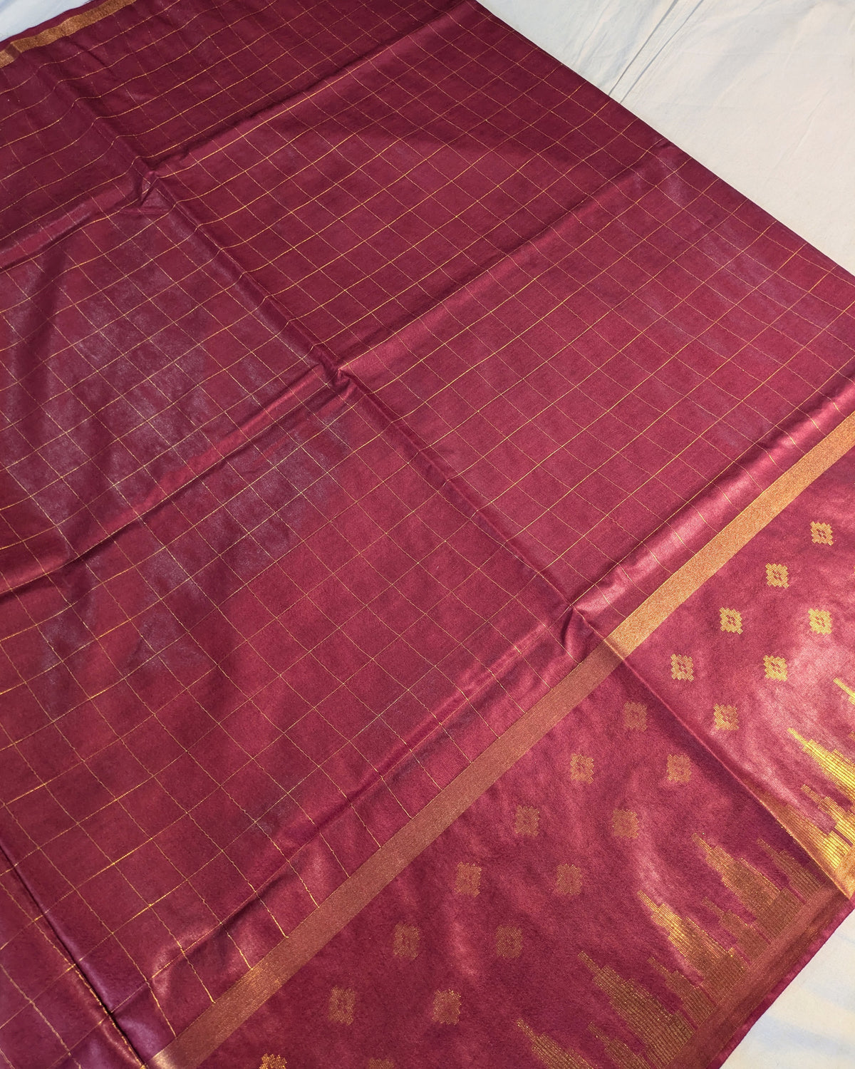 Bhagalpuri Sari with Golden Temple Border Wine