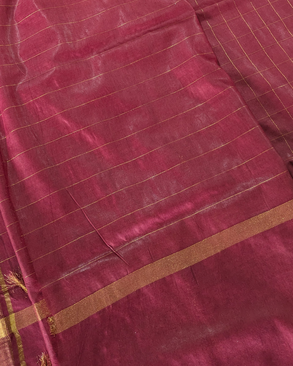 Bhagalpuri Sari with Golden Temple Border Wine
