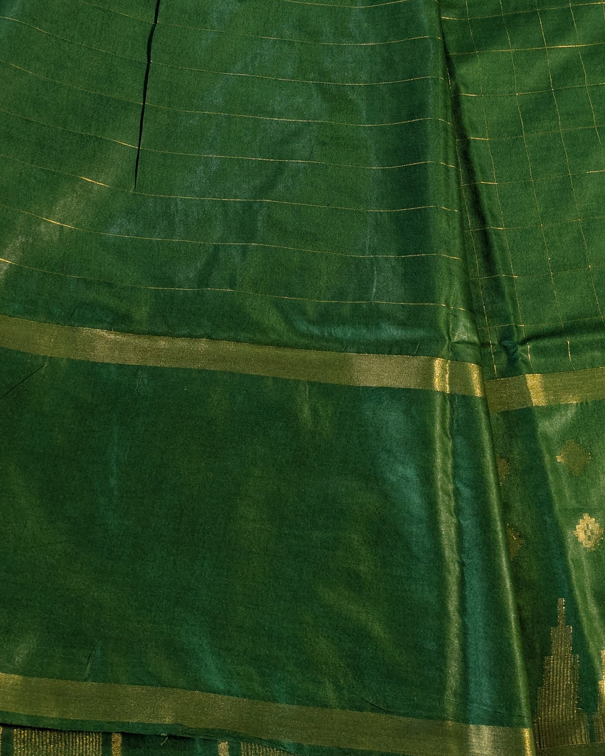 Bhagalpuri Sari with Golden Temple Border Green
