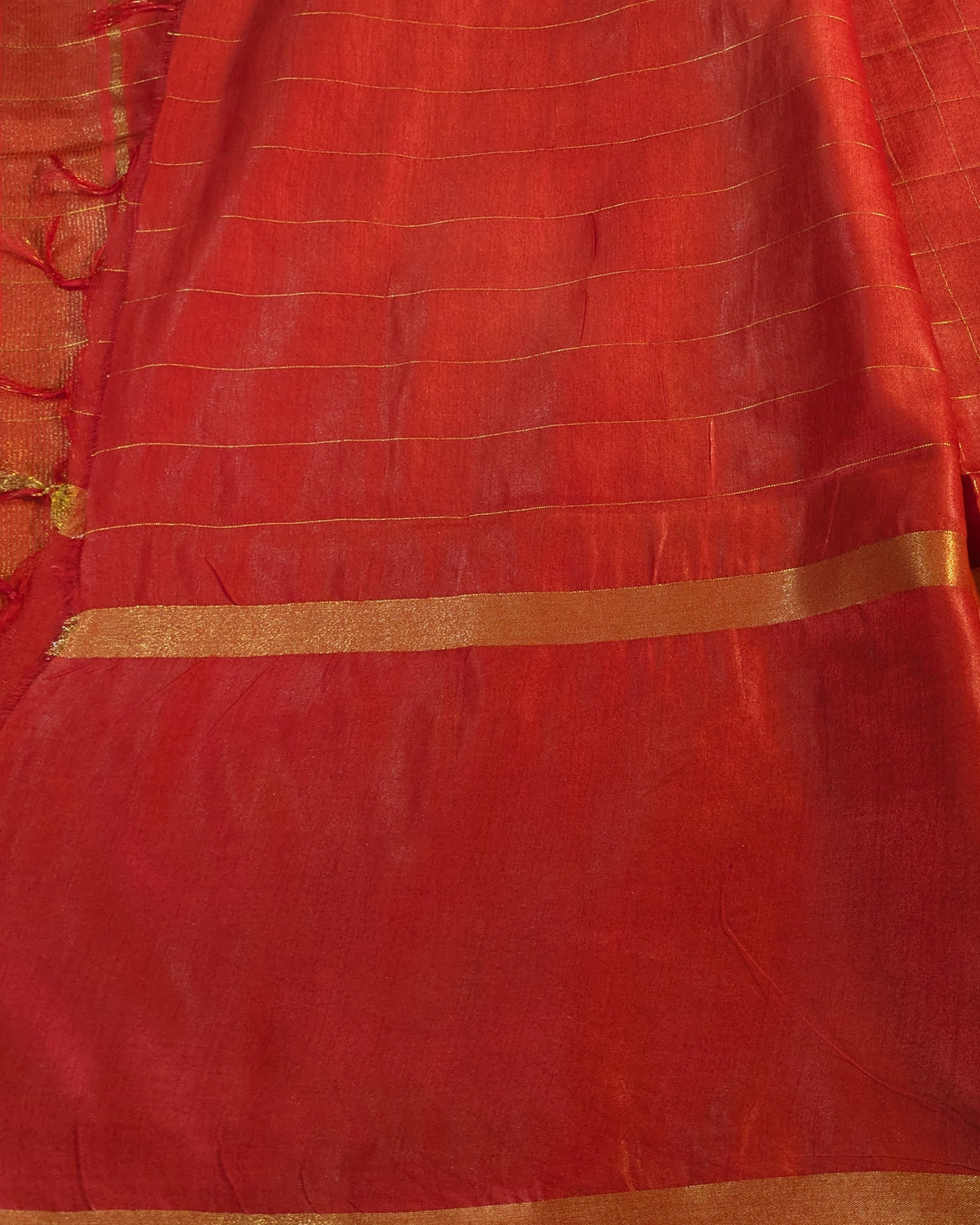 Bhagalpuri Sari with Golden Temple Border Red