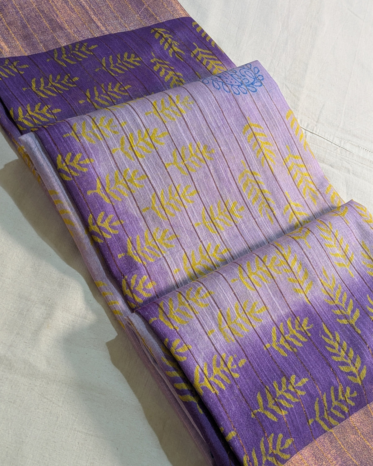 Bhagalpuri Print & Handblock Sari Pastel Purple