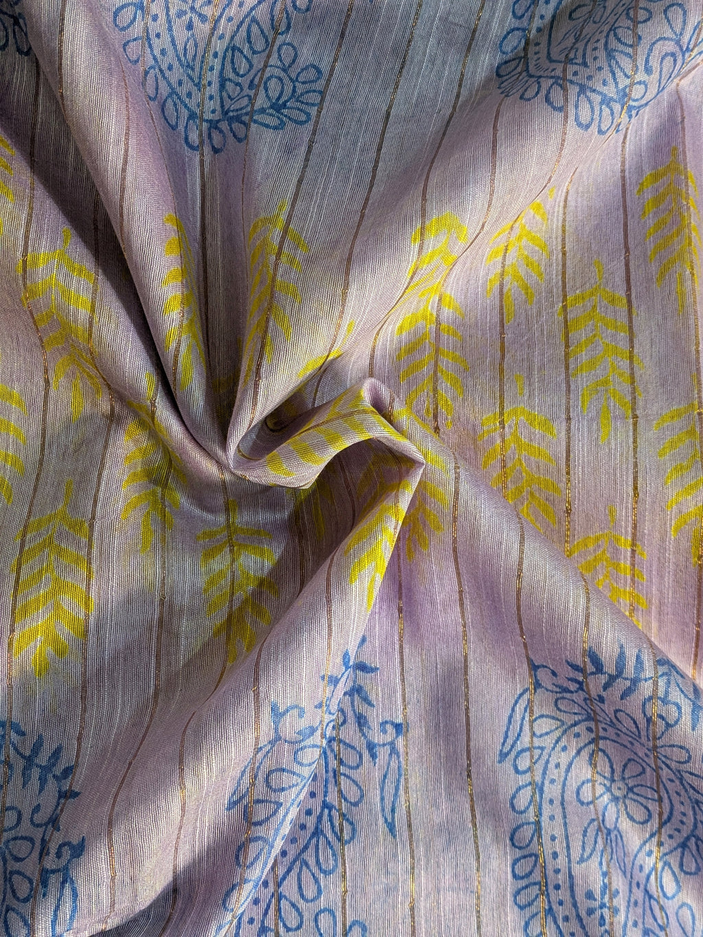 Bhagalpuri Print & Handblock Sari Pastel Purple