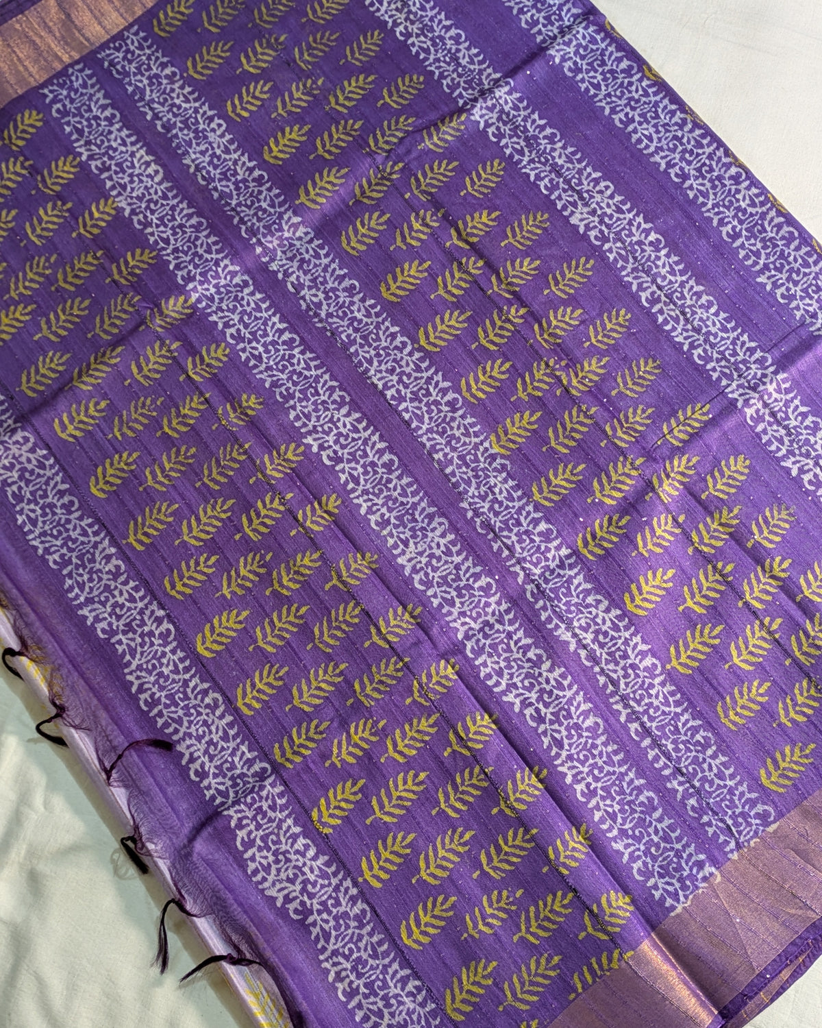 Bhagalpuri Print & Handblock Sari Pastel Purple