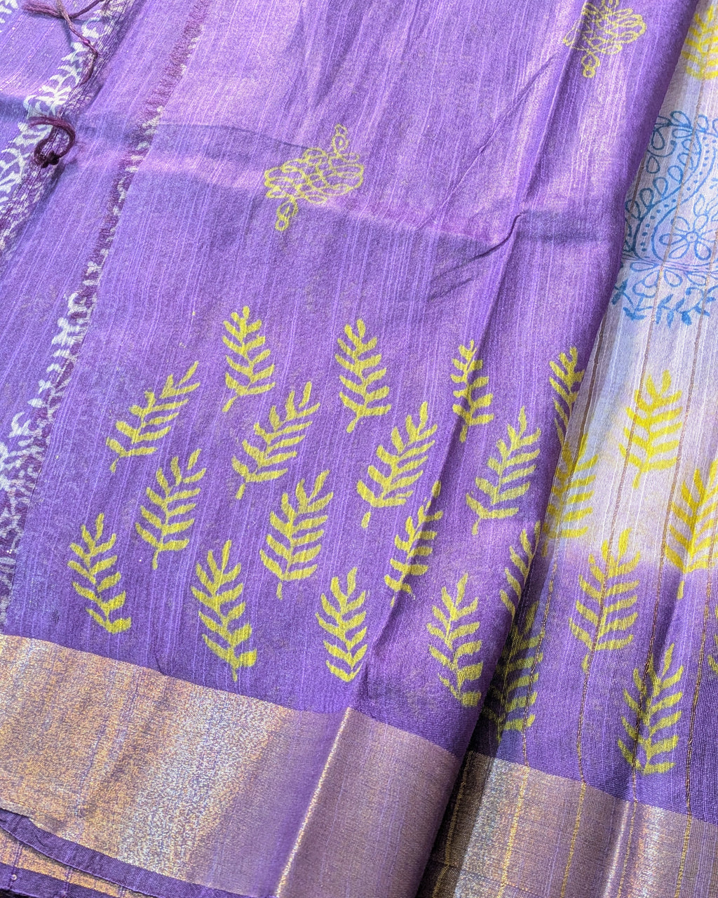 Bhagalpuri Print & Handblock Sari Pastel Purple