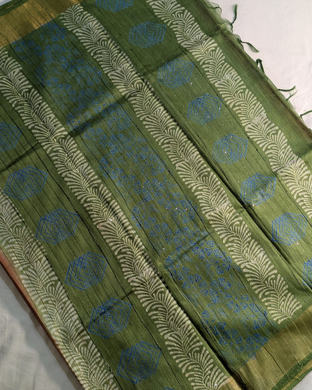 Bhagalpuri Print & Handblock Sari Rust