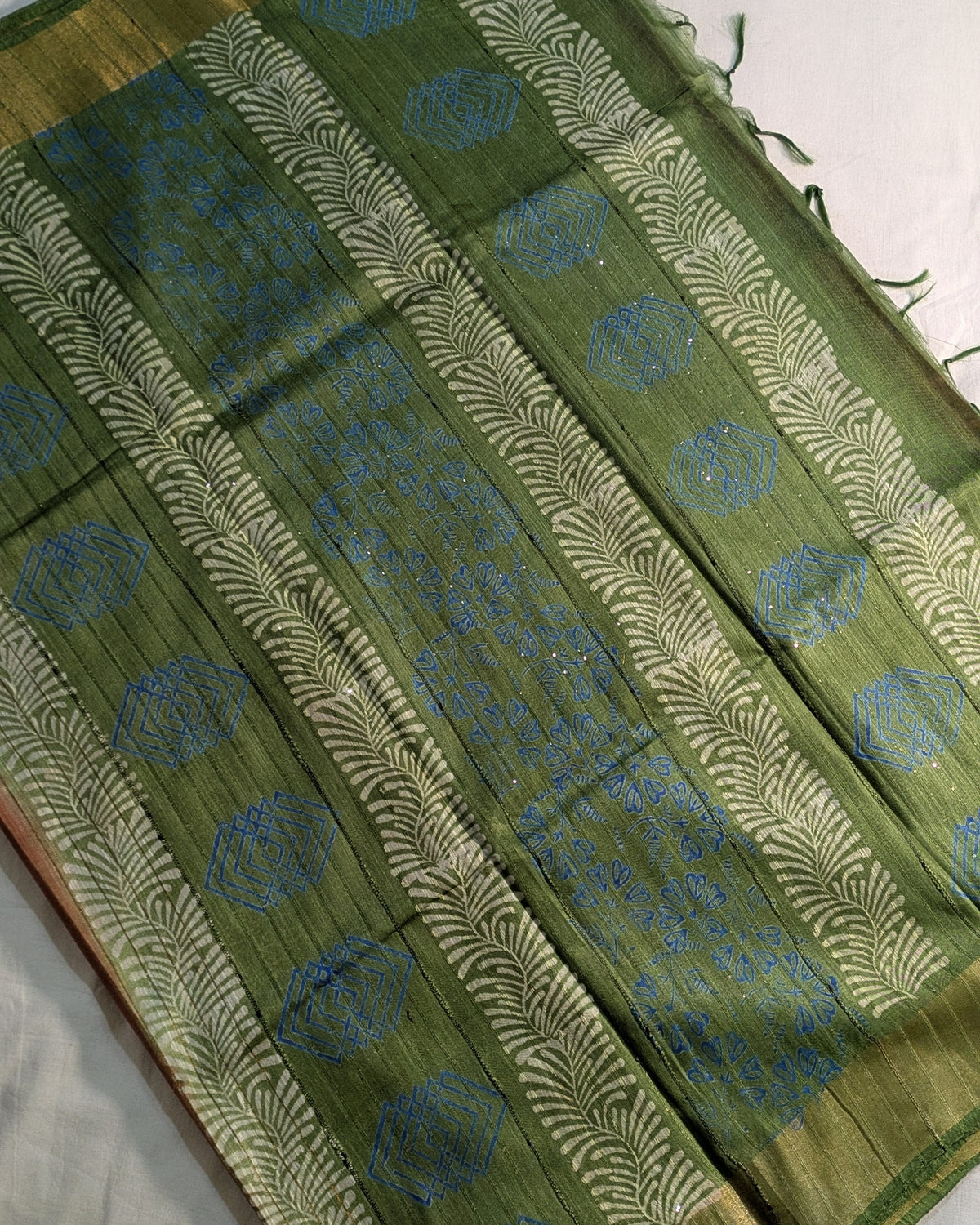 Bhagalpuri Print & Handblock Sari Rust