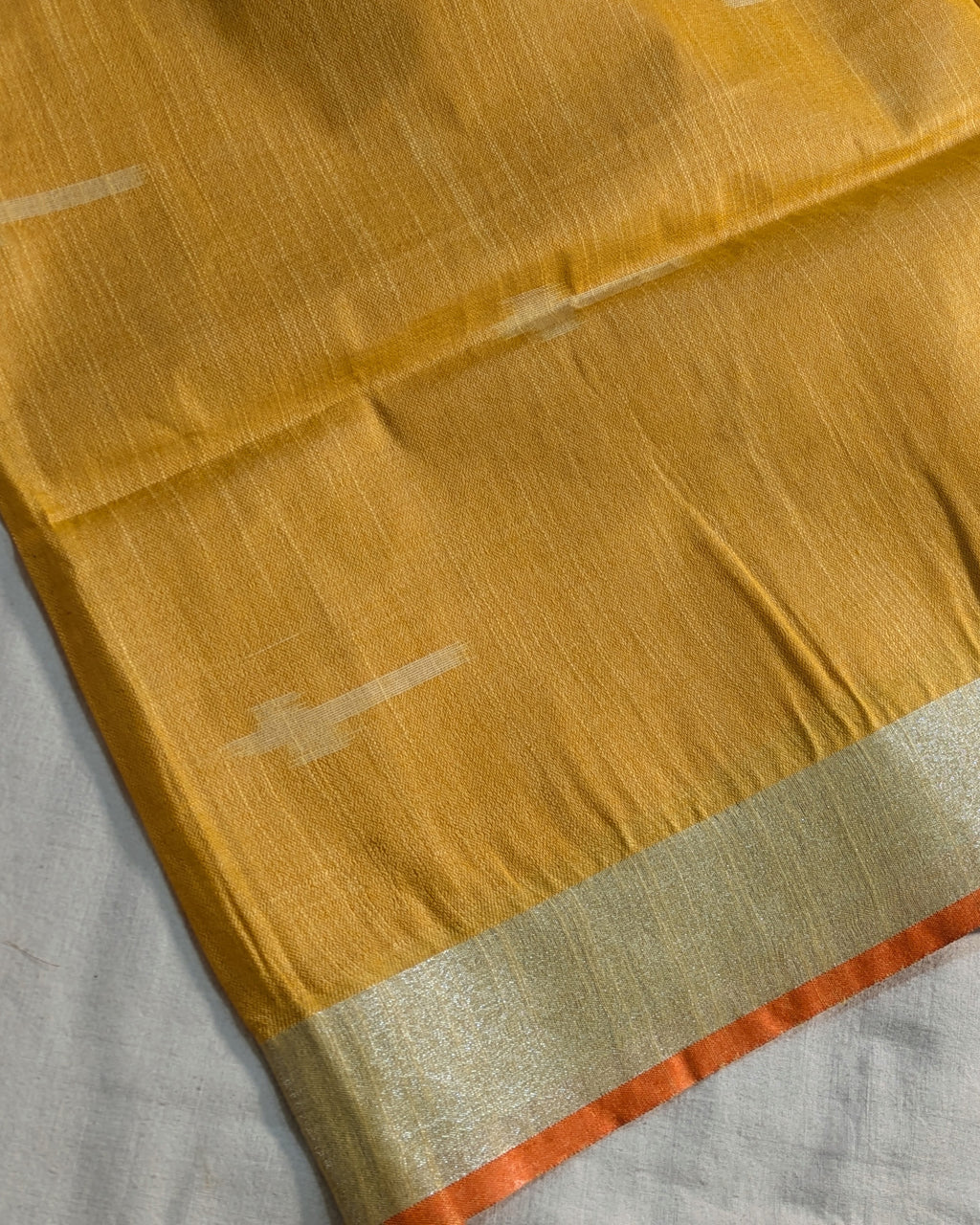 Bhagalpuri Ikkat Sari Yellow