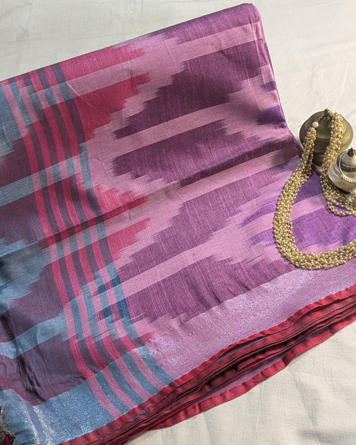 Bhagalpuri Ikkat Sari Slate Blue