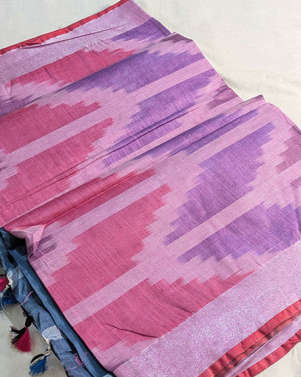 Bhagalpuri Ikkat Sari Slate Blue