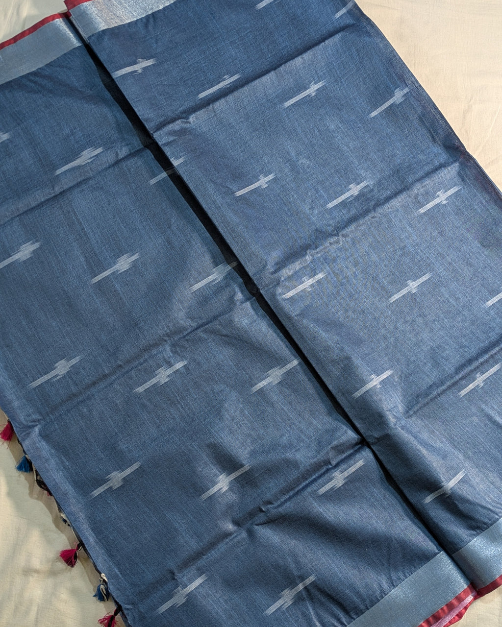 Bhagalpuri Ikkat Sari Slate Blue