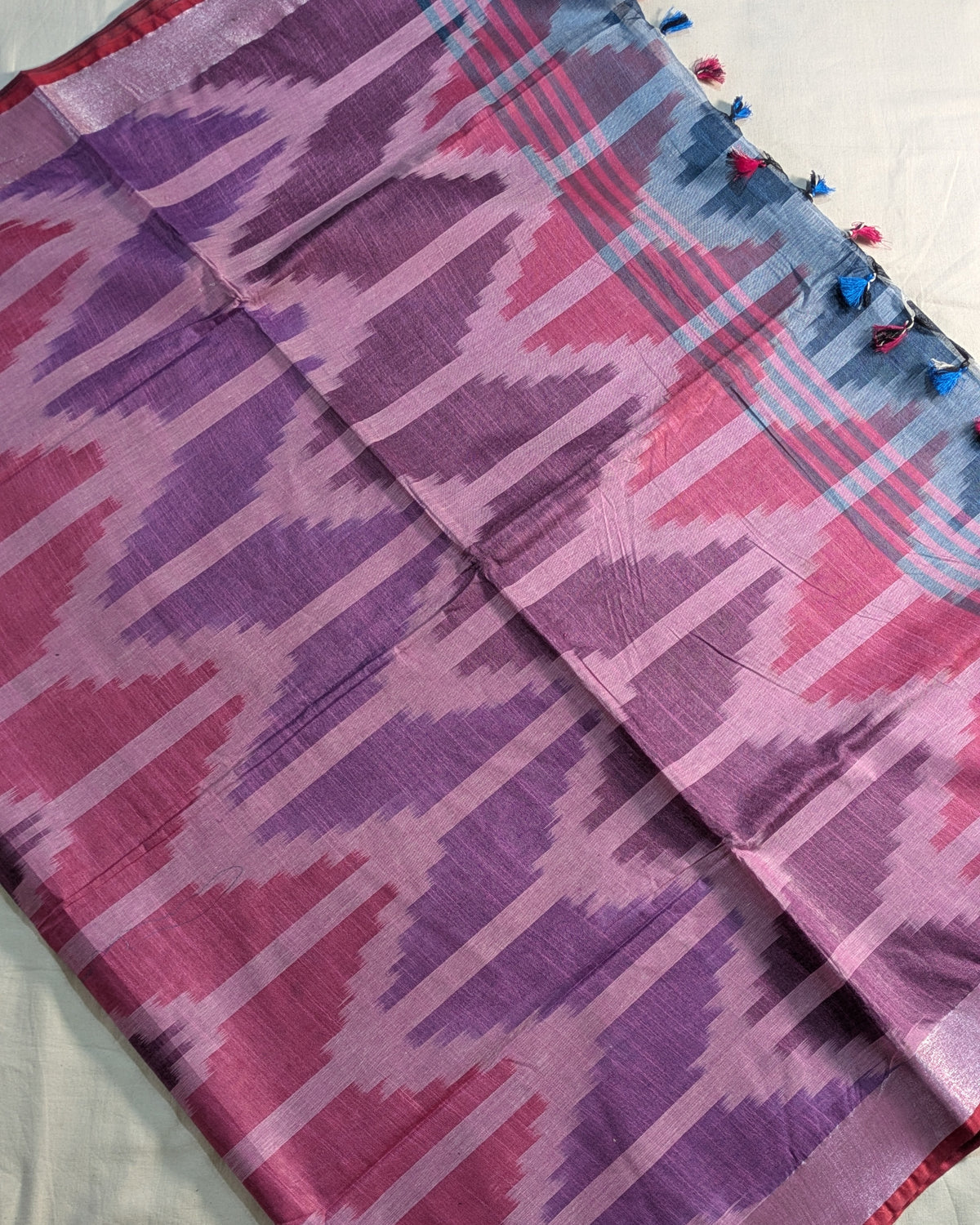 Bhagalpuri Ikkat Sari Slate Blue