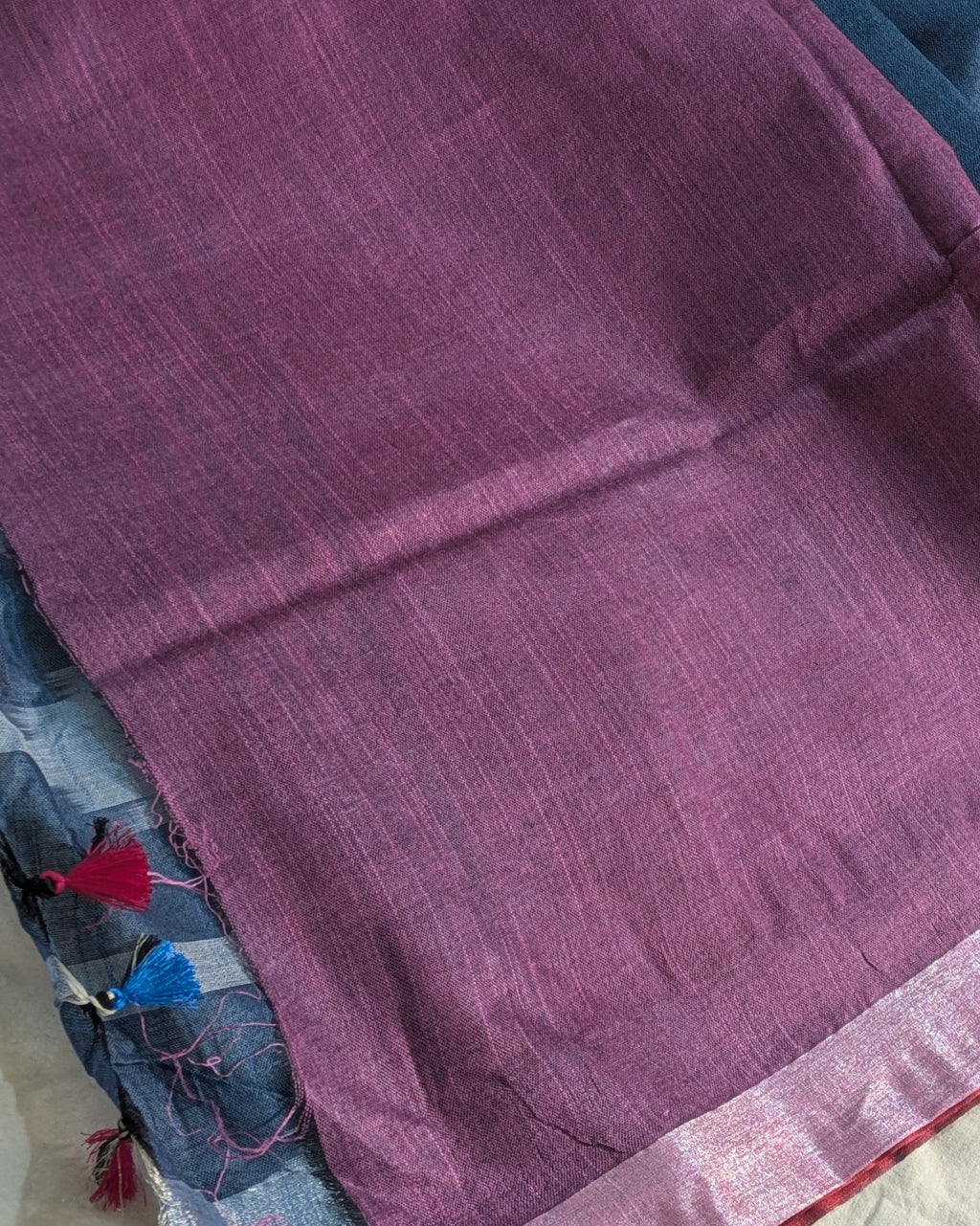 Bhagalpuri Ikkat Sari Slate Blue