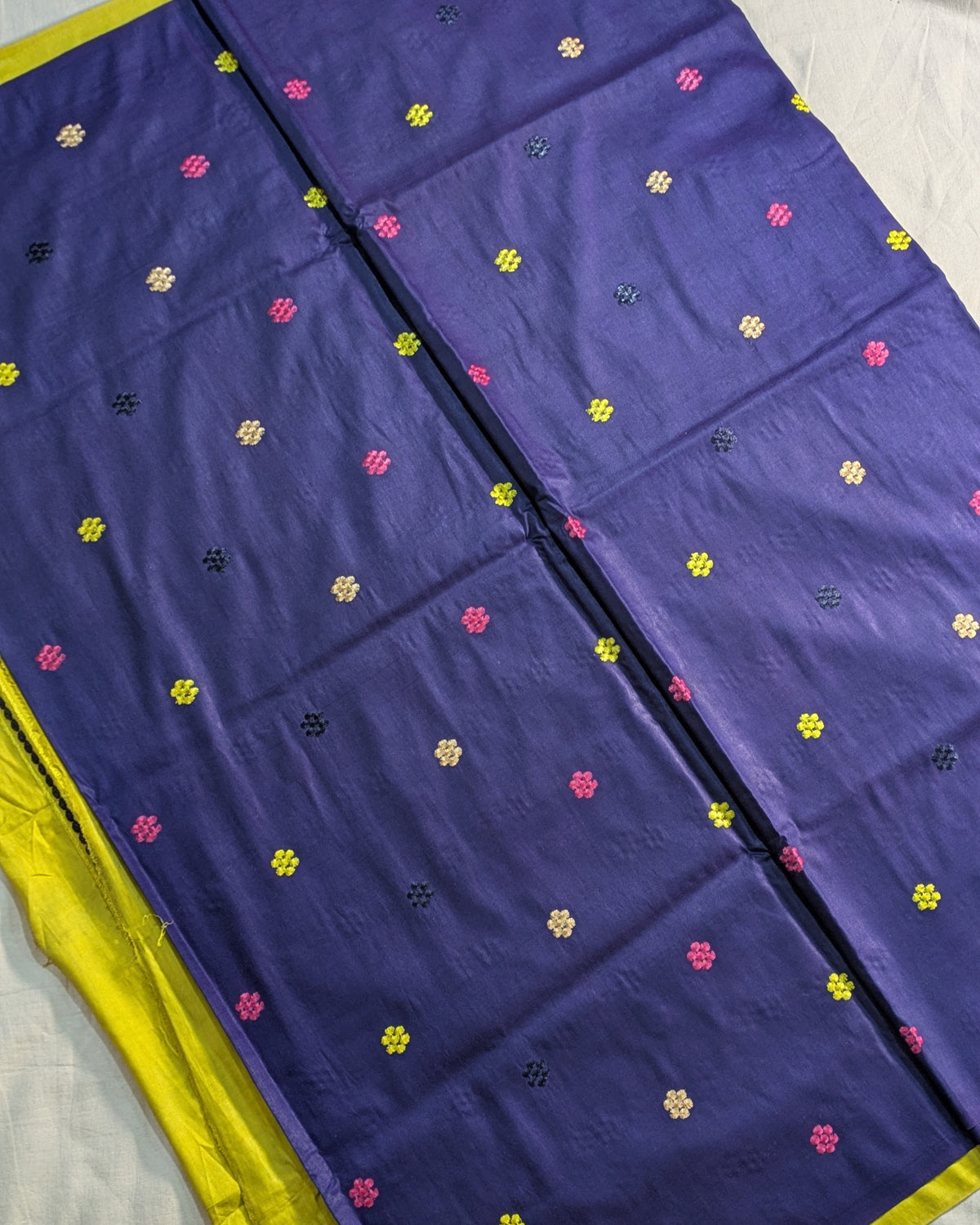 Bhagalpuri Katan Embroidered Sari Blue