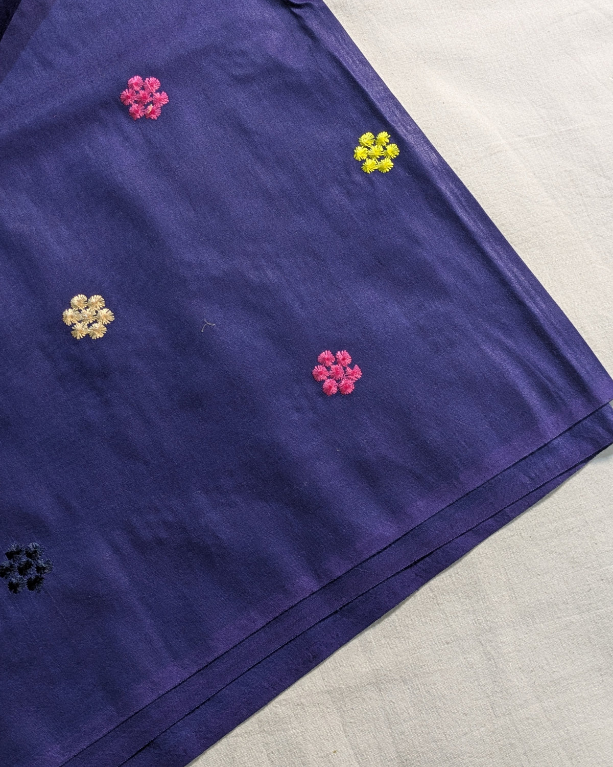 Bhagalpuri Katan Embroidered Sari Blue