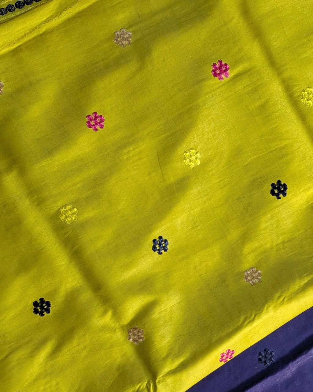 Bhagalpuri Katan Embroidered Sari Blue