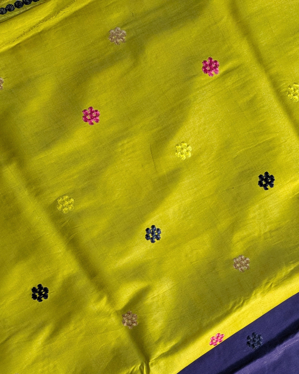 Bhagalpuri Katan Embroidered Sari Blue