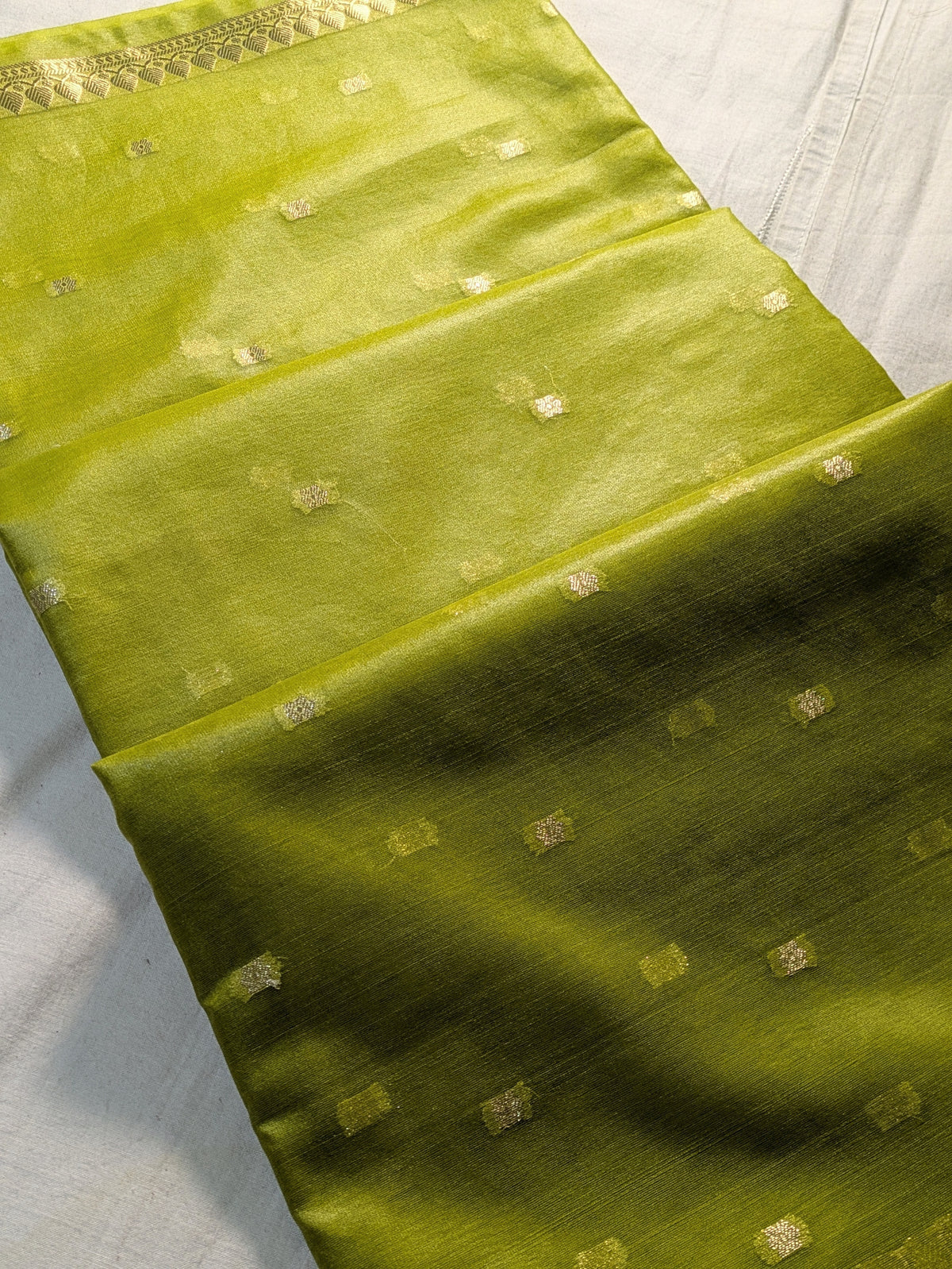 Organza Inch Border Banarasi Sari Green