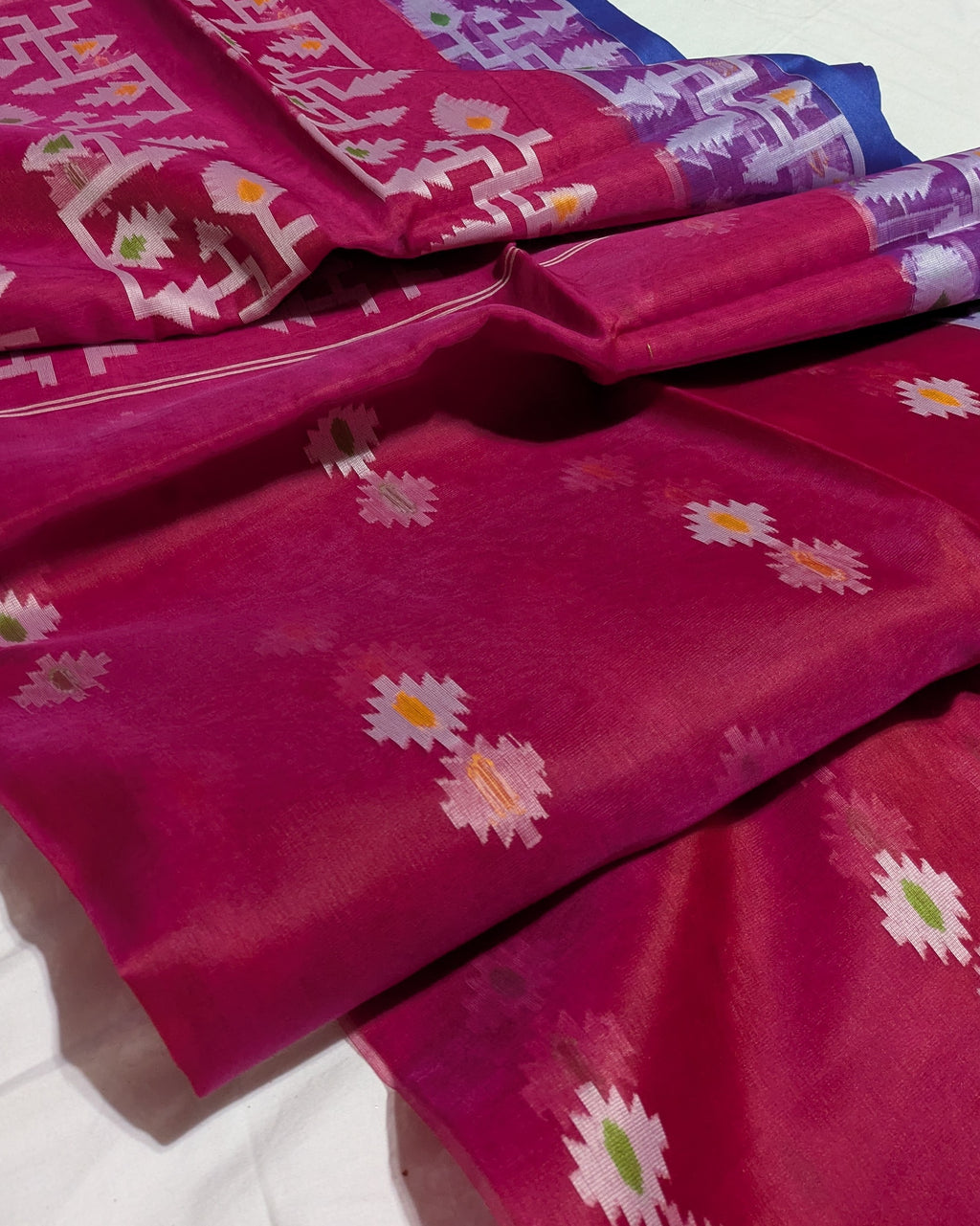 Resham Jamdani Reddish-Pink Saree with Blouse Piece