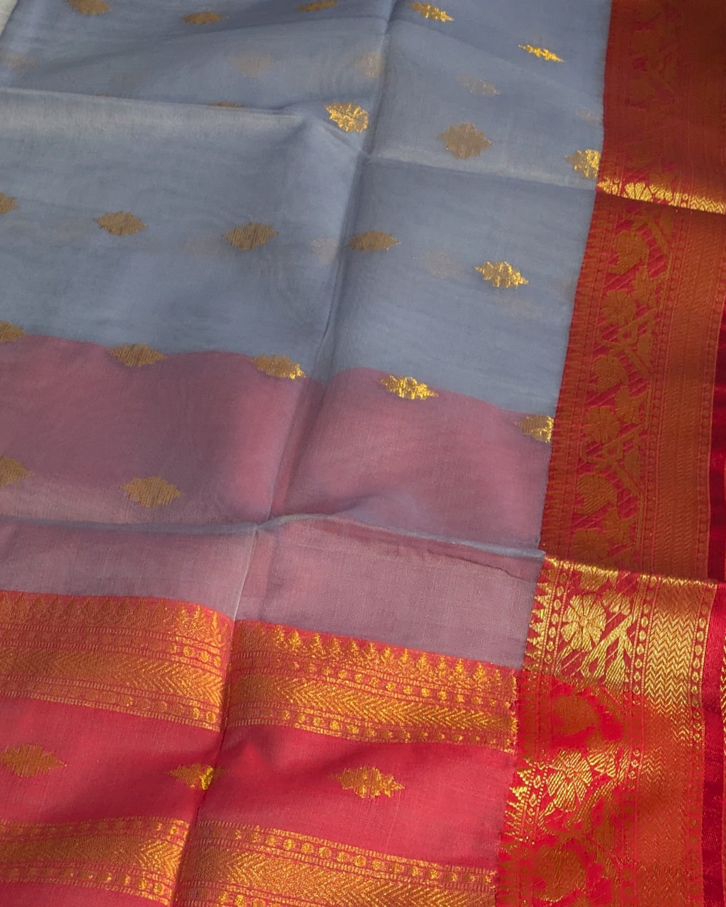 Resham Benarasi Ash Colour Sari with Blouse Piece