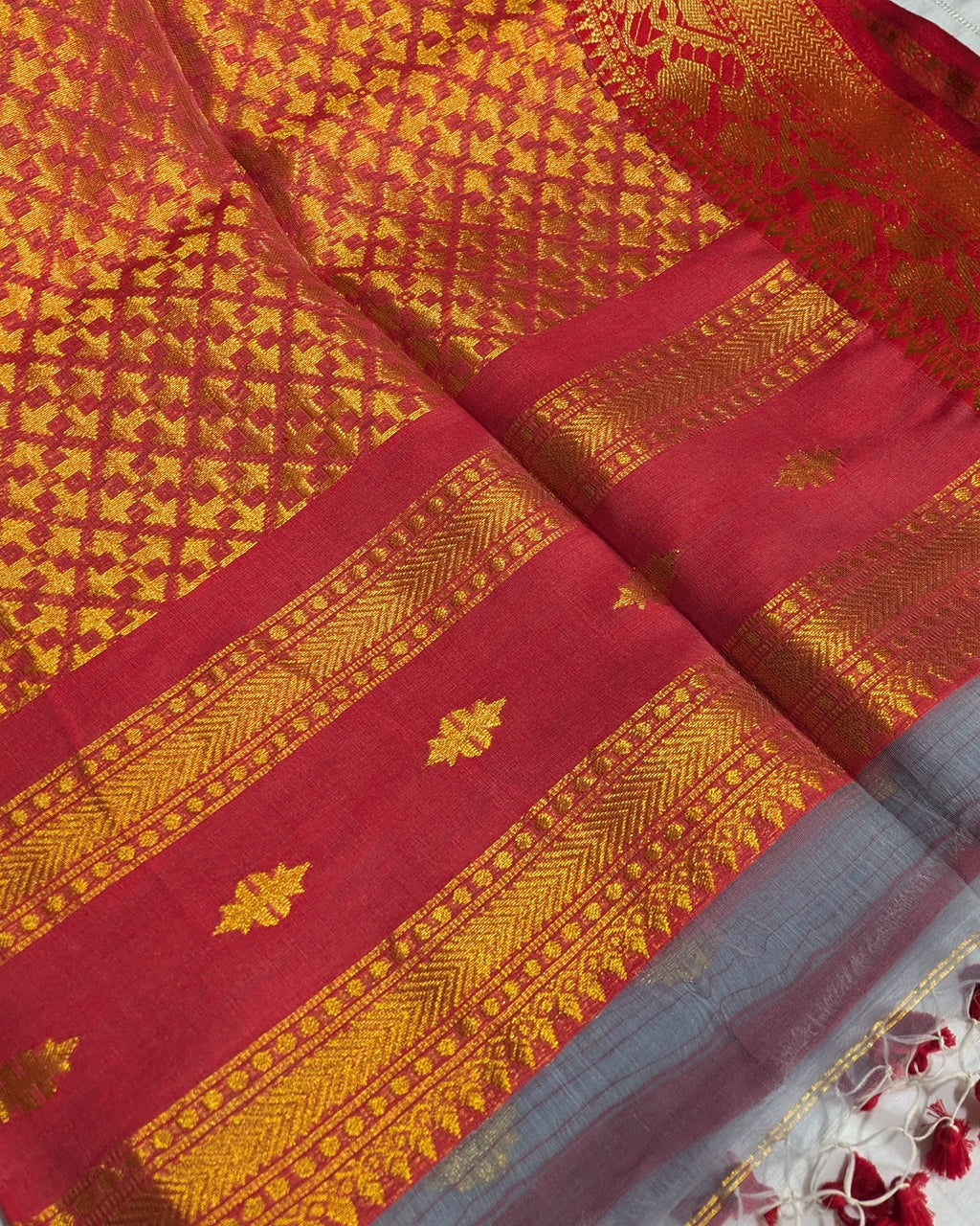 Resham Benarasi Ash Colour Sari with Blouse Piece