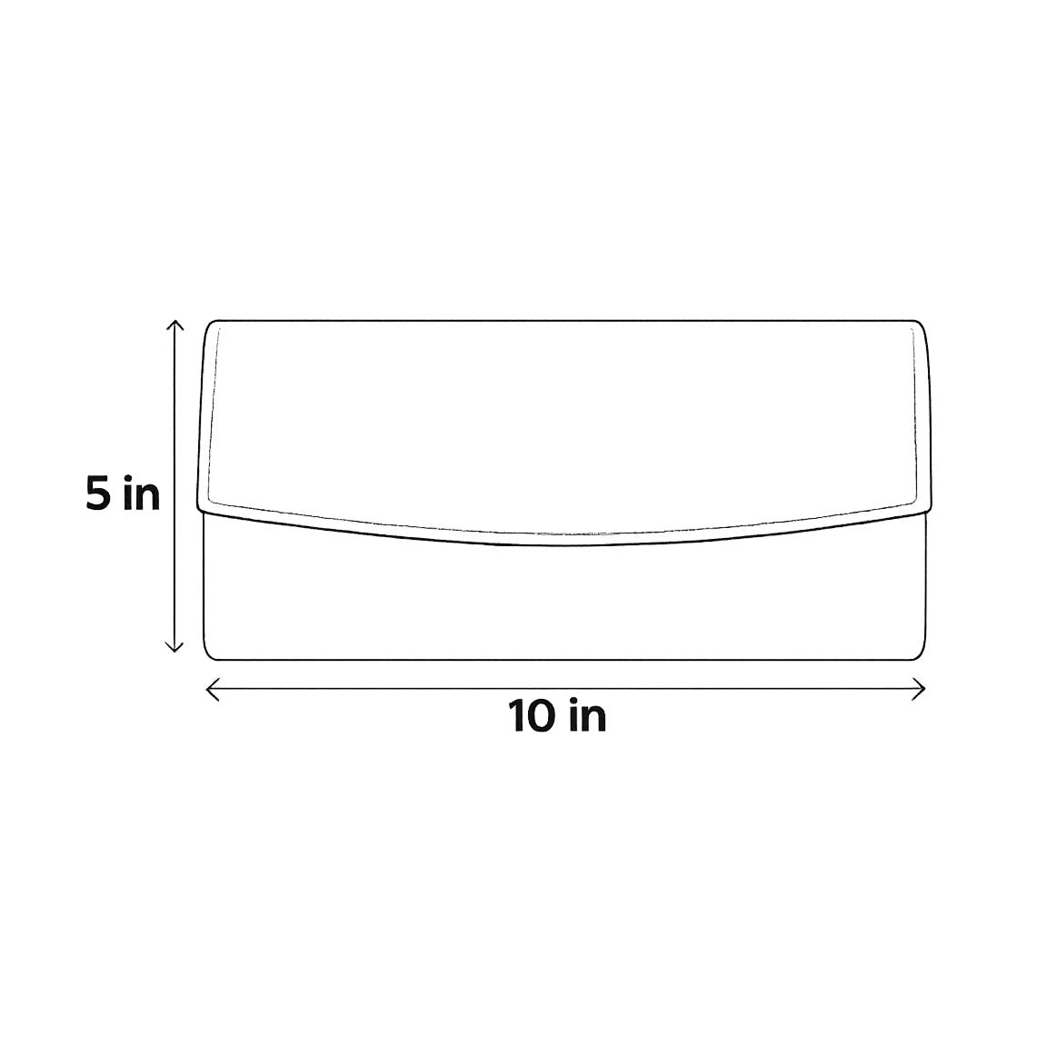 Dimensions of a rectangular object with width 10 inches and height 5 inches.