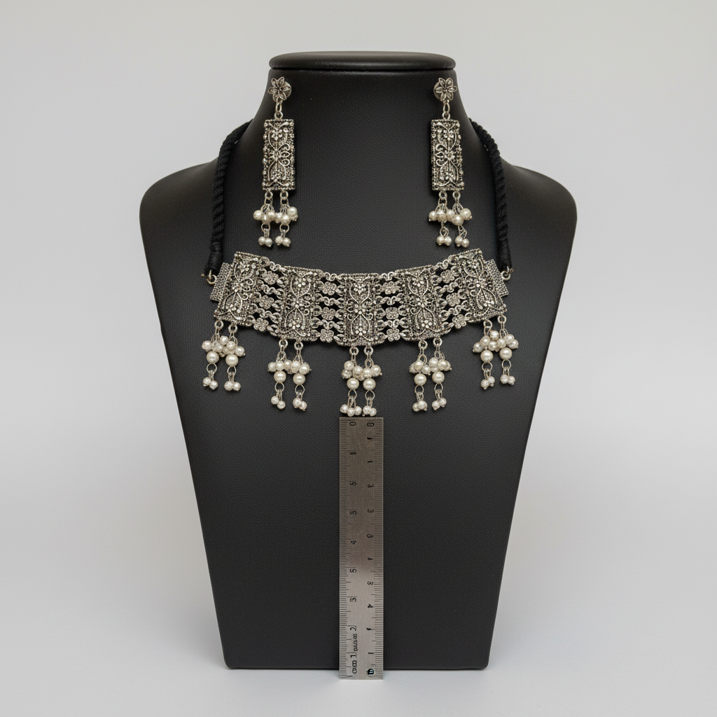 Antique Oxidized Choker with Earrings