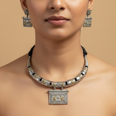 Hasuli Silver Replica Necklace with Earrings