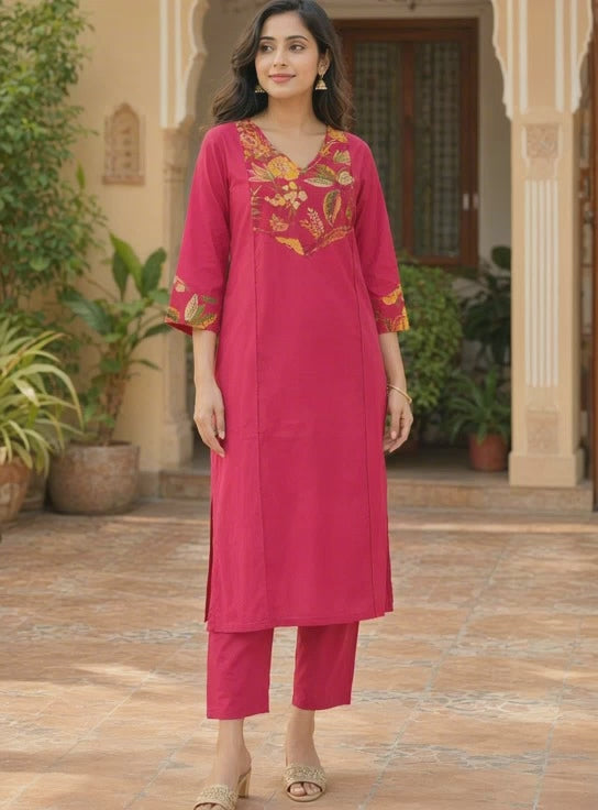 Three Piece Kurti Dark Pink