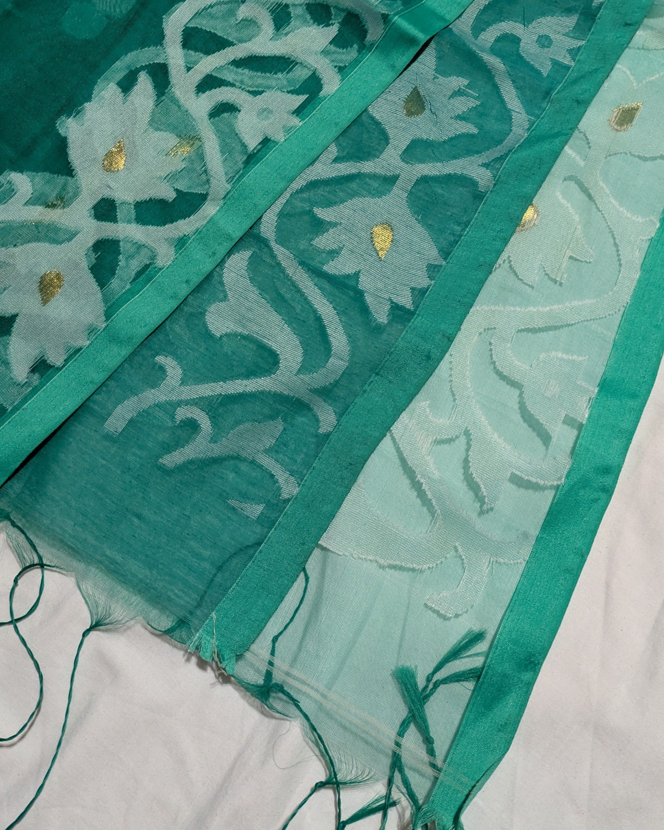 Resham Jamdani Sea Green Saree with Blouse Piece