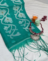 Resham Jamdani Sea Green Saree with Blouse Piece