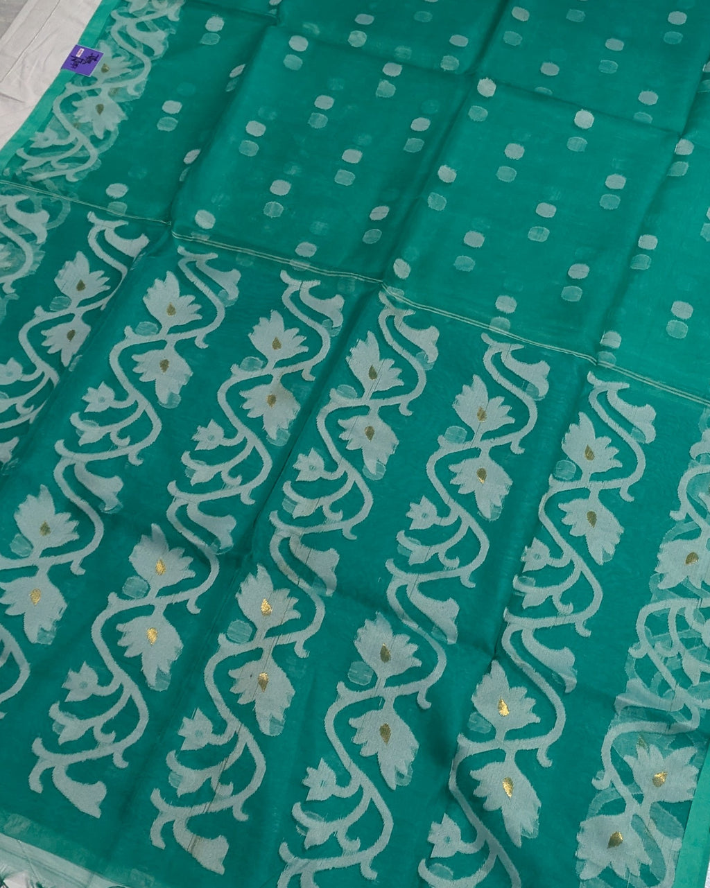 Resham Jamdani Sea Green Saree with Blouse Piece