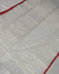 Resham Jamdani White Sari with Blouse Piece