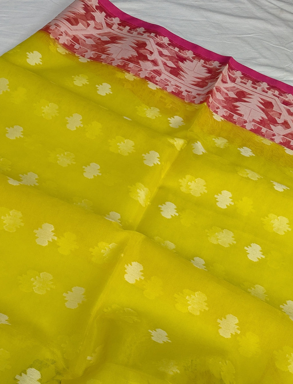 Resham Jamdani Yellow Saree with Blouse Piece