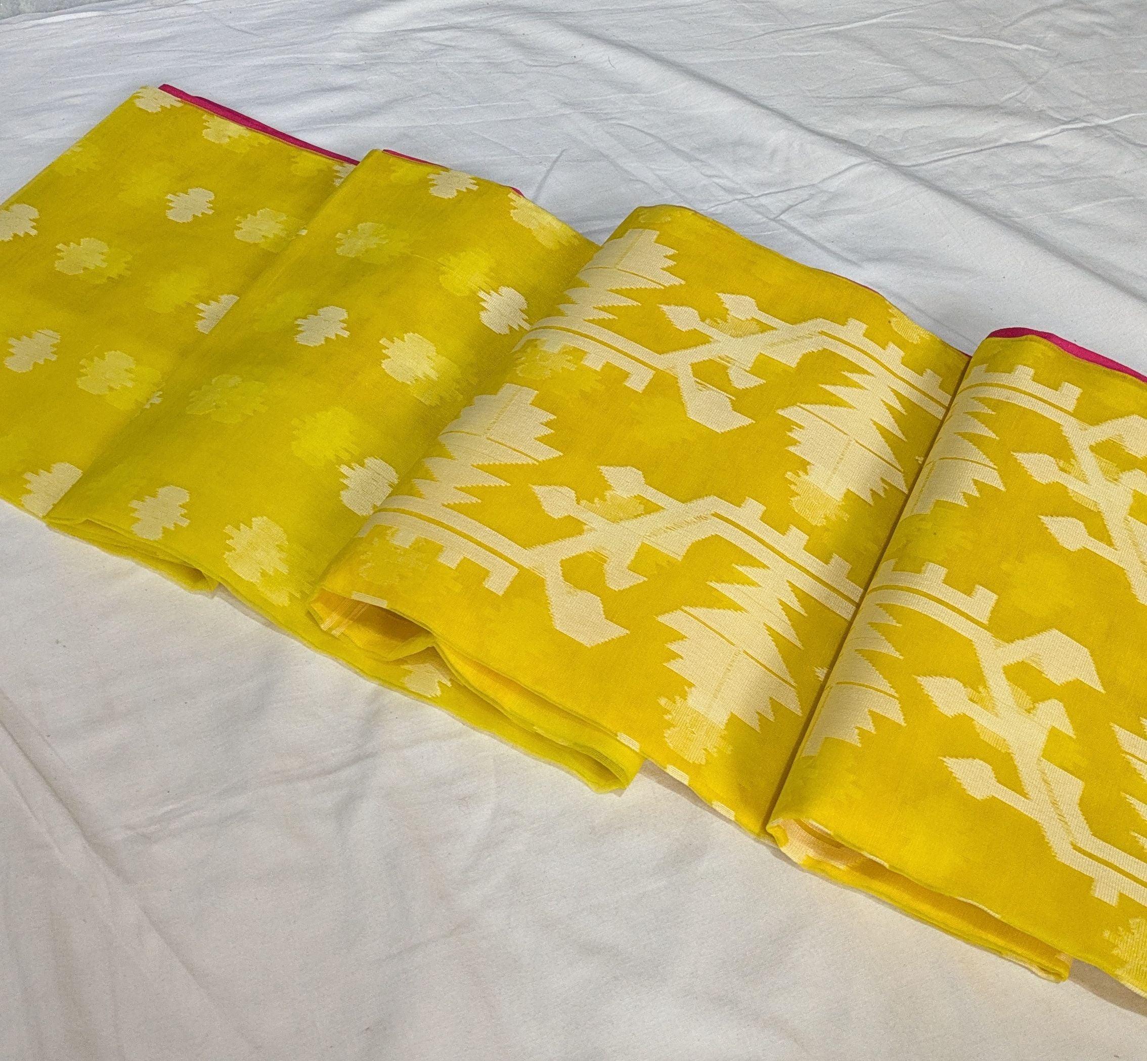 Resham Jamdani Yellow Saree with Blouse Piece