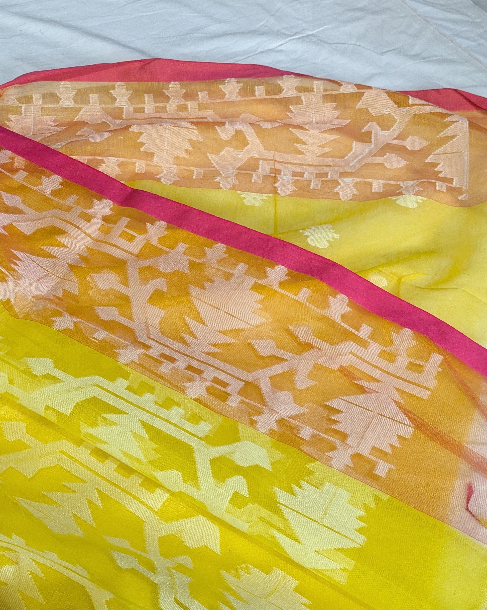 Resham Jamdani Yellow Saree with Blouse Piece